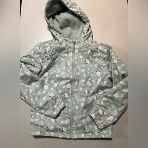 NWOT Sweet Stories fleece lined zip-up mint & Daisies hooded Jacket small 7/8